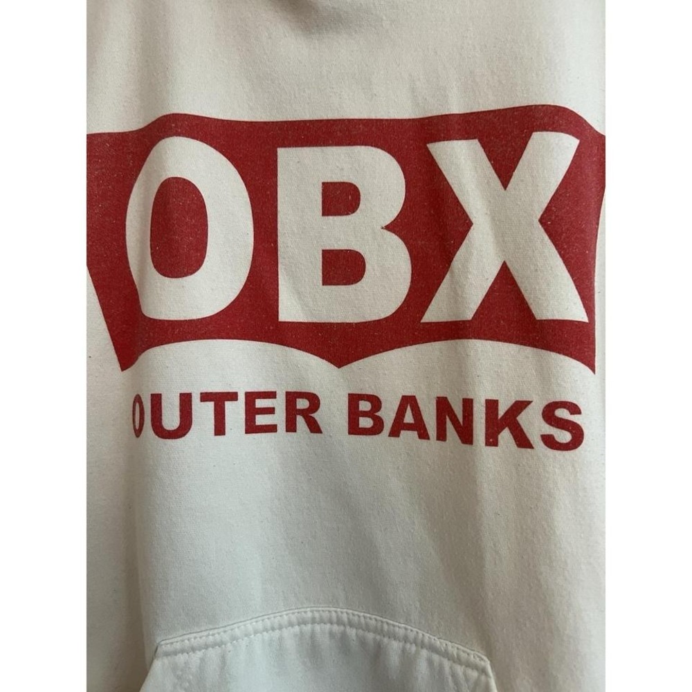 Pacific & Co Hoodie White OBX North Carolina Red Logo Long Sleeve Size Medium